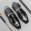 Spring and Autumn Large Size Men's Shoes with Leather Sneakers with Buckles Fashionable British Heelless Leather Sandals