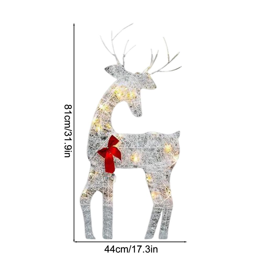 LED Light Iron Art Elk Deer Lighted Christmas Deer Glowing Glitter Reindeer Christmas Garden Decor Xmas Home Outdoor Yard Decor