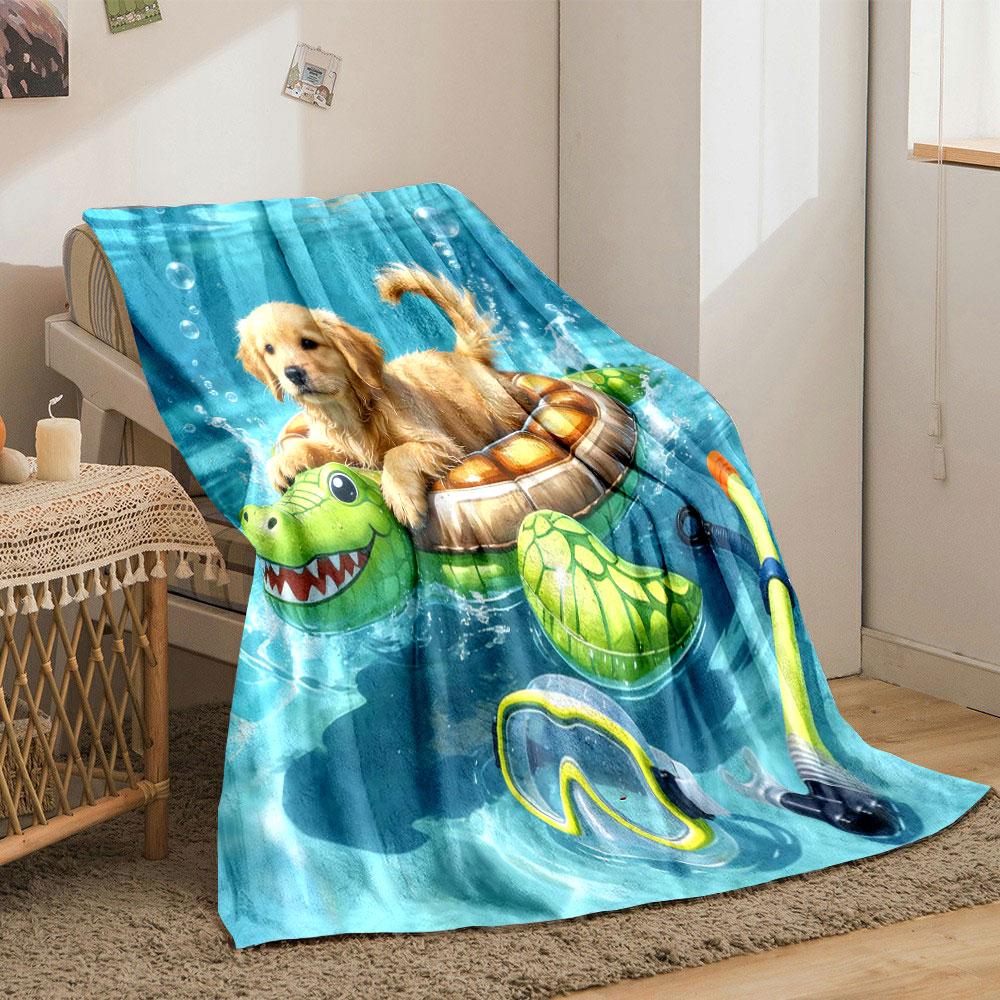 Animals In The Pool Blanket Warm Soft Fluffy Kids and Adults Sofa Bed Throw Blanket Outdoor Travel Camping RV Multi Size