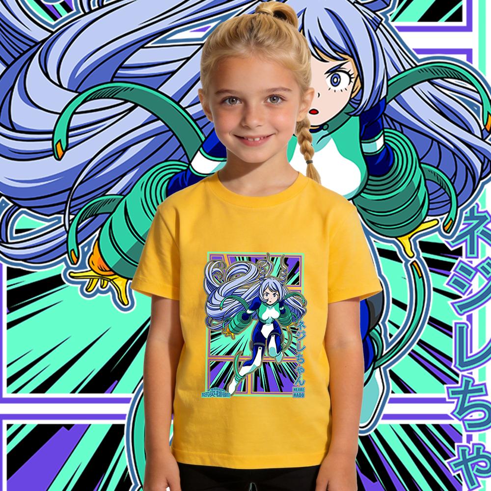 My Hero Academia Nejire Hado Anime Printed Cotton T Shirt for Boys and Girls Kids Casual Wear Short Sleeve Summer Top