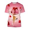 T-shirt Stampata 3D Gelato da Uomo Modello Dessert al Cioccolato Magliette Estive Casual Larghe Girocollo Manica Corta Magliette per Bambini