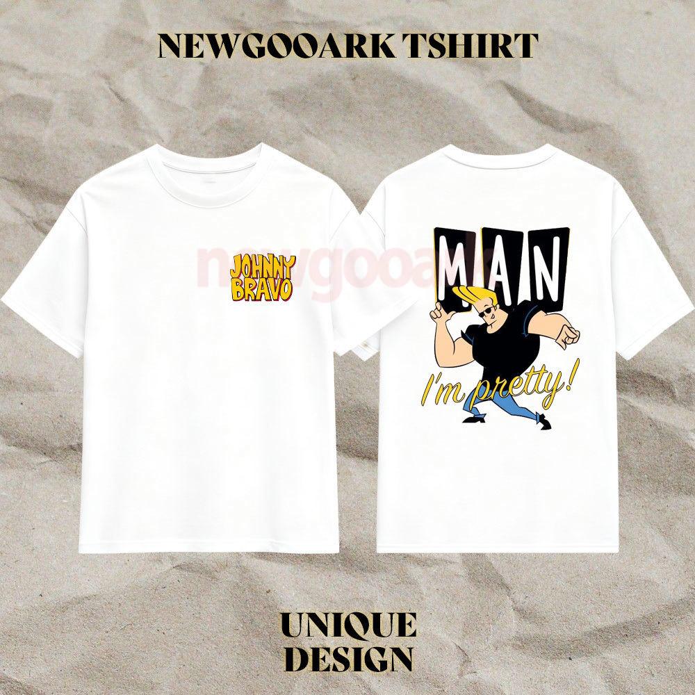 Johnny Bravo Unisex Bawełniane Klasyczne Koszulki z Graficznym Nadrukiem Kobieta Mężczyzna Kreskówka Krótki Rękaw Okrągły Dekolt Codzienne Bawełniane Koszulki Streetwear