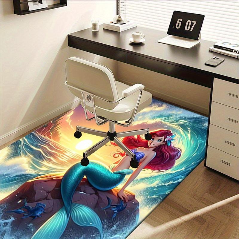 1pc Mermaid Tail Design Office Rug, Coastal Theme Decoration, Fantasy Art Flooring Mat, Room Decor, Bathroom Rug, Bedroom Accent