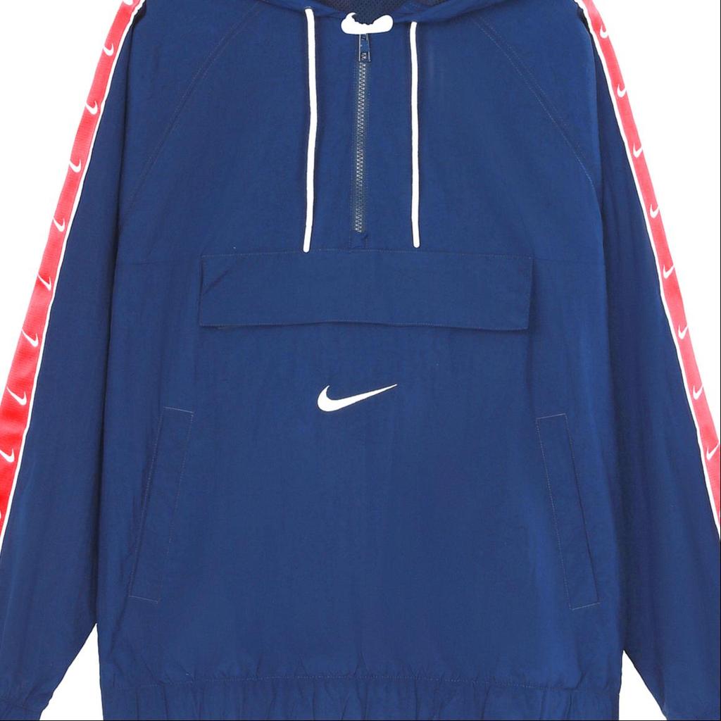 Nike Big Swoosh Half-Zip Hooded Jacket Men Outerwear Blue Red CV9168-451