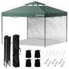 CYFIE Tarp Tent 3mx3m with 1 Side Sheet Tarp with Wind Ventilator Tent Height Adjustment UV Protection Coating High Water Resistance Tent Easy To