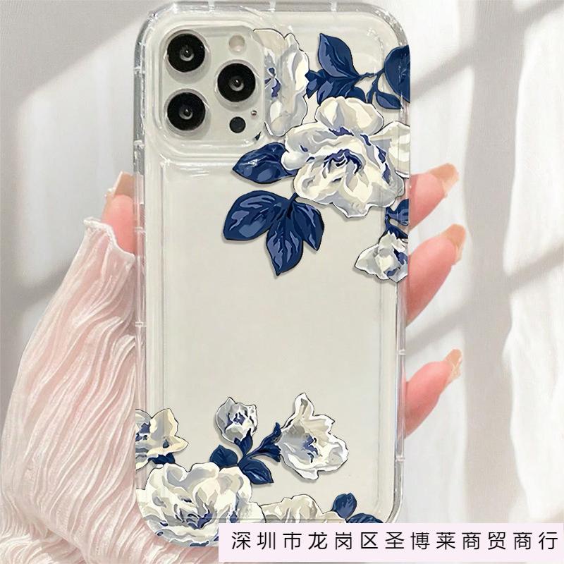 Simple Flower iPhone Case 7/8 Apple 11/12/13/14/15/16 ProMax Transparent Phone Case