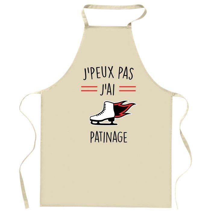 Tablier de cuisine - Patinage 2 J'peux pas - Coton résistant - Impression bretonne - Made in France