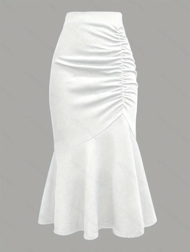 European American Plus Size Women's Fishtail Skirt - Fashionable Waist-Cinched Design