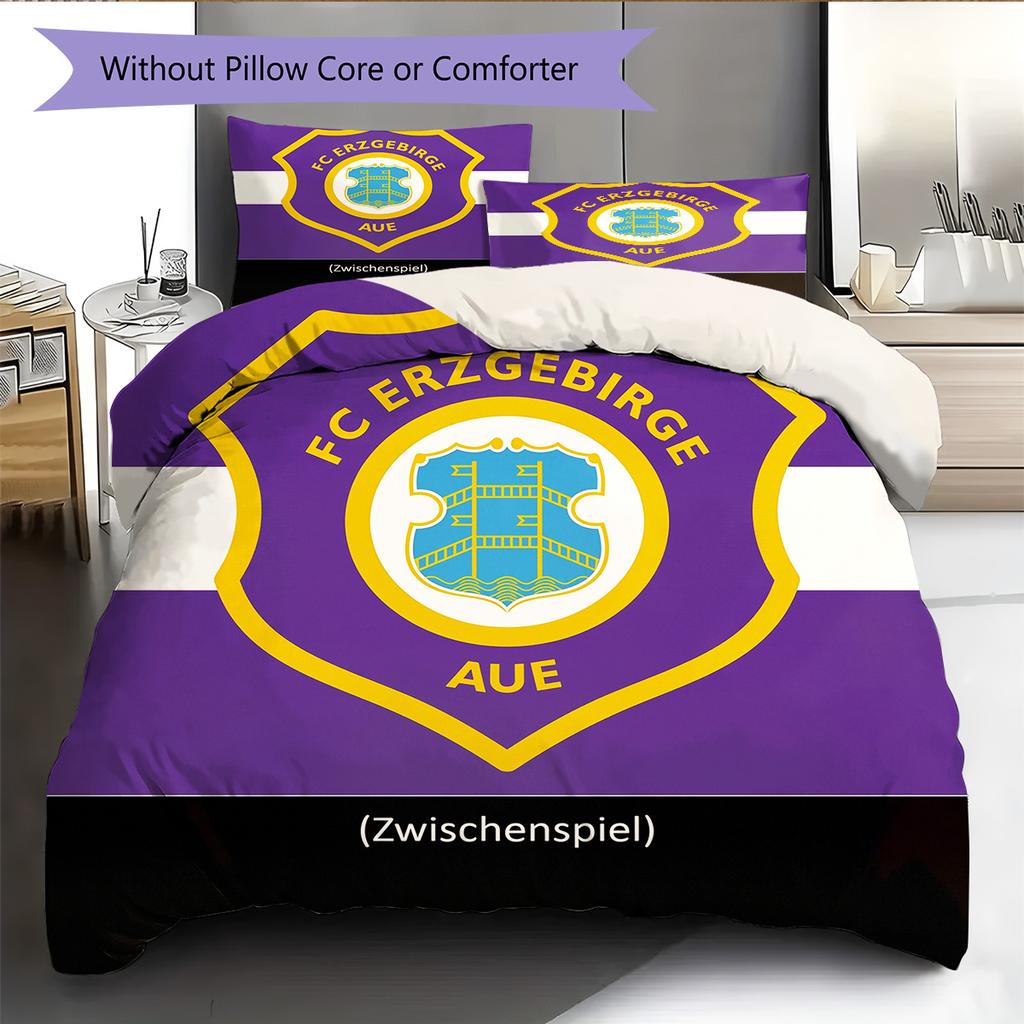 FC Erzgebirge Aue Pattern Bedding Quilt Set Home Decoration Gift (1 * Duvet Cover + 2 * Pillowcase Without Core)