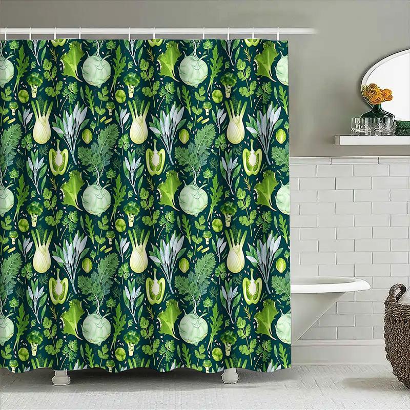 Botanical Shower Curtain Farmhouse Greenery Leaf Pattern Nature Decor Bathroom Fabric Waterproof Vintage Style Modern Home Texti