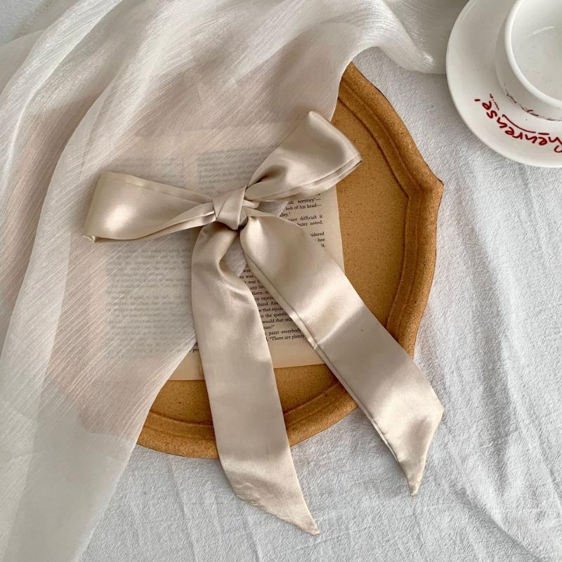 Imitation silk scarf, long strip, high-end feeling, multi-purpose neck protector, small scarf, tied bag, streamer, headscarf, headband, waist belt.