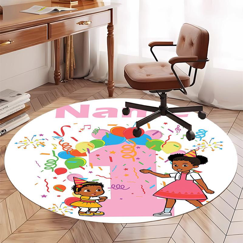 Custom Name Gracie's Corner Printed Round Rug Carpet Chair Rug Area Rug Entryway Doormats,for Office Chair Living Room Bedroom Kitchen Room.