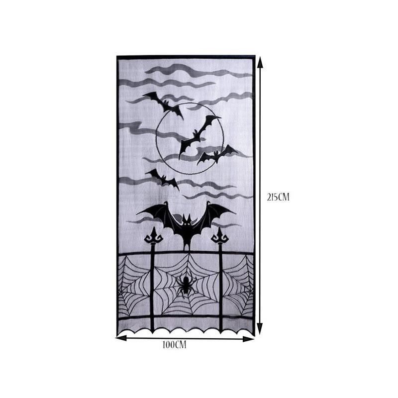 Xiaomi Black Lace Bat Spider Web Door Window Curtain Halloween Party Table Fabric Decor Masquerade Ball Scene Layout Supplies
