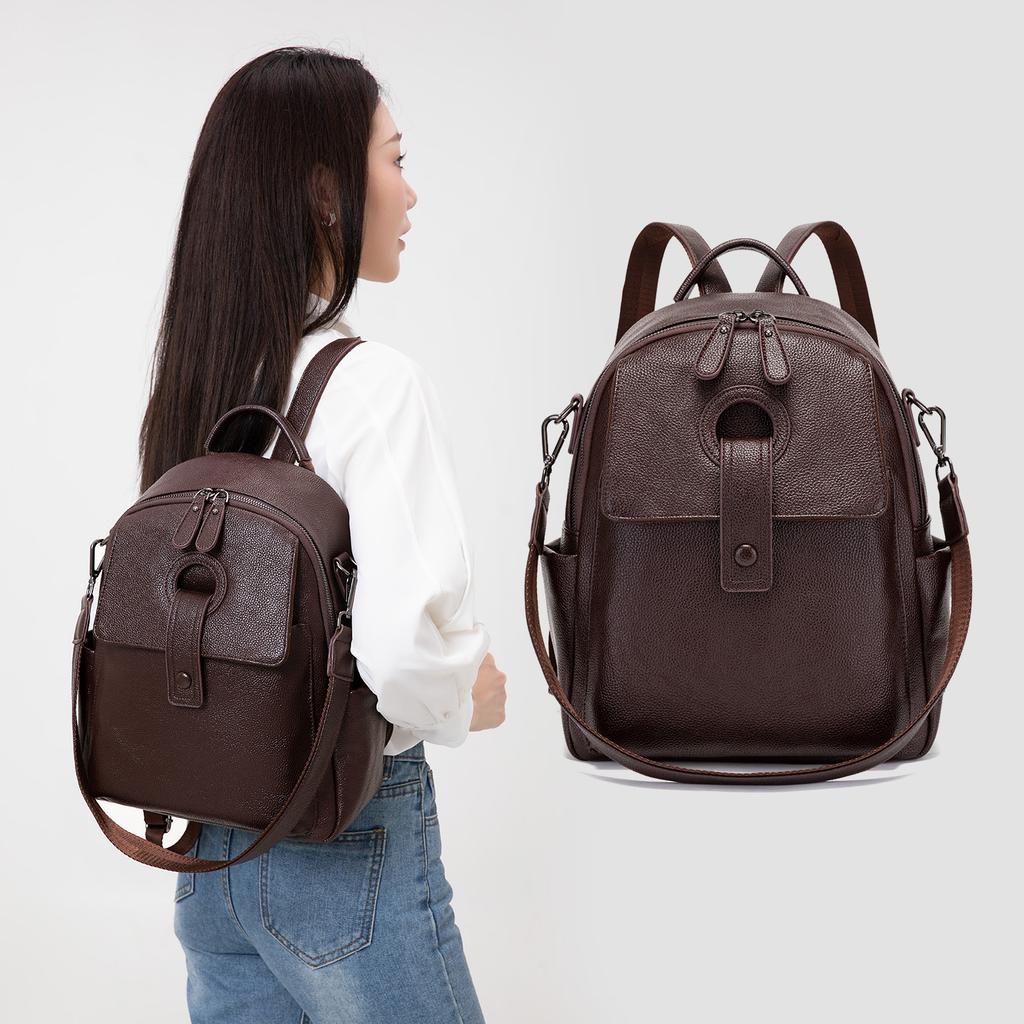 2026 New Retro Premium Soft Leather Women's Backpack, Large Capacity Travel Business Shoulder Bag
