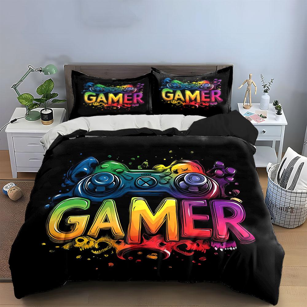 Gaming Room Art Decor Set Soft Comfortable Duvet Cover Bedding Set Included 1*Duvet Cover & 2*Pillowcases, Gift