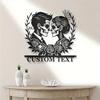 Bohemian Couple Skull Metal Wall Art Gothic Home Decor Soulmates Sculpture Halloween Day of Dead