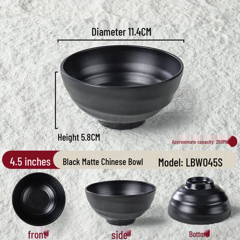 Japanese Style Black Melamine Ramen Bowl