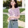Si Shui Nian Hua Layered Round Neck Short Sleeve Blouse