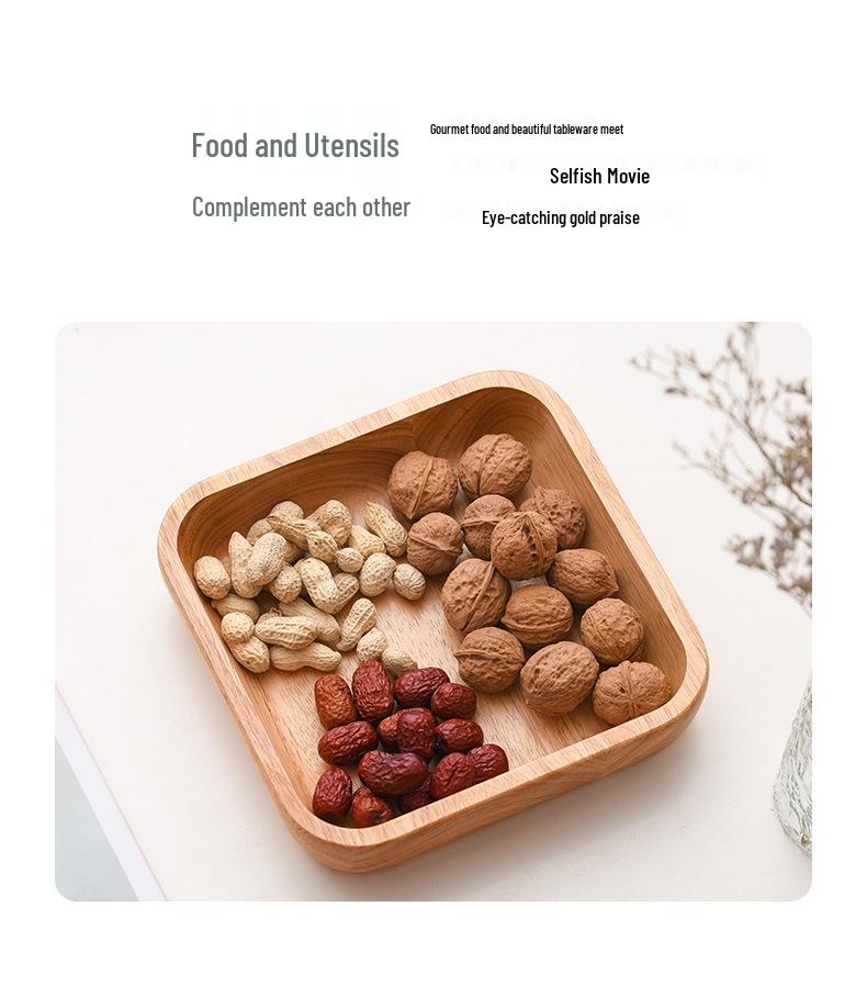 Japanese Style Solid Wood Square Salad Bowl - Simple Wooden Tableware Dish