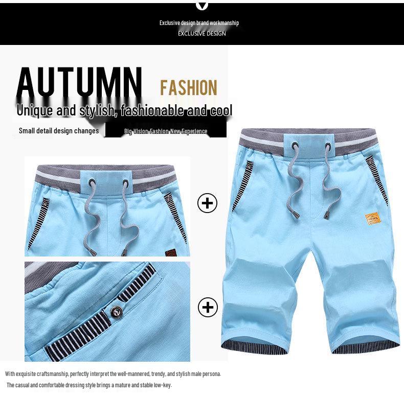 Men's Cotton Linen Breathable Workwear Shorts - Casual Summer Five-Point Mid-Length Beach Pants