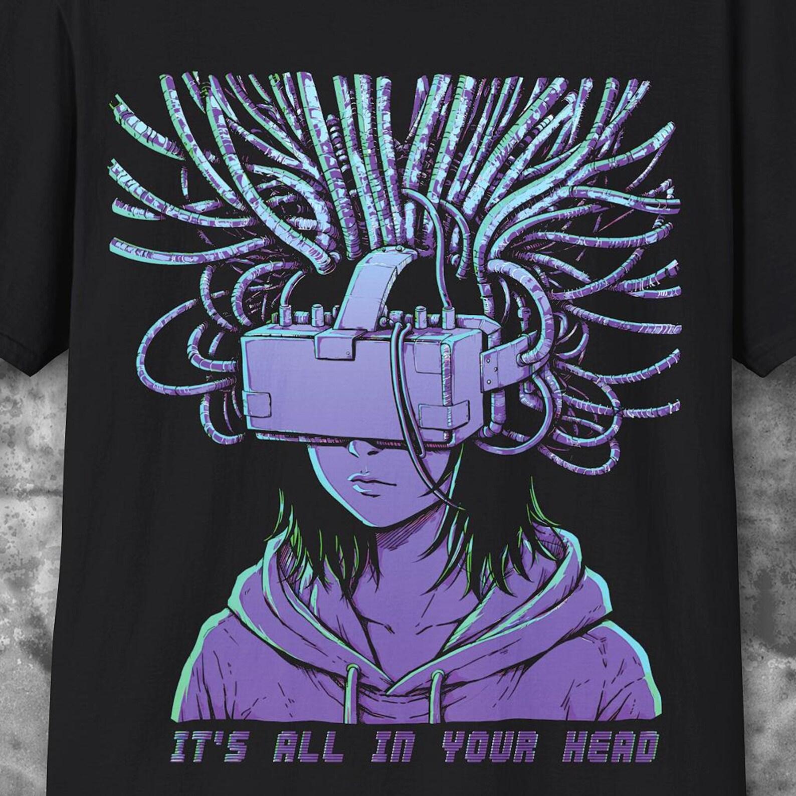 Cyberpunk Graphic Tee | Darkwave Techno Manga Anime Techwear Hacker Shirt S