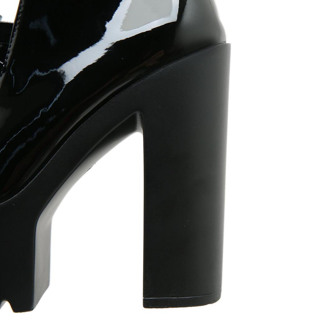 Gdgydh Sweet Mary Jane High Heels Bow Detail Chunky Platform Ultra High Heels Side Zipper Platform Shoes for Women Footwear