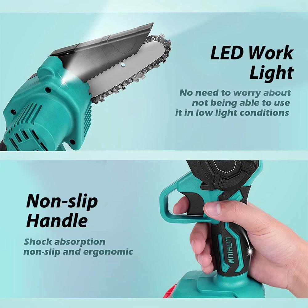 6 Inches 1200W 88Vf Electric Saw Pruning Chain Saw Garden Tree Logging Saw Woodworking Tools Wood Cutter for 18V Battery