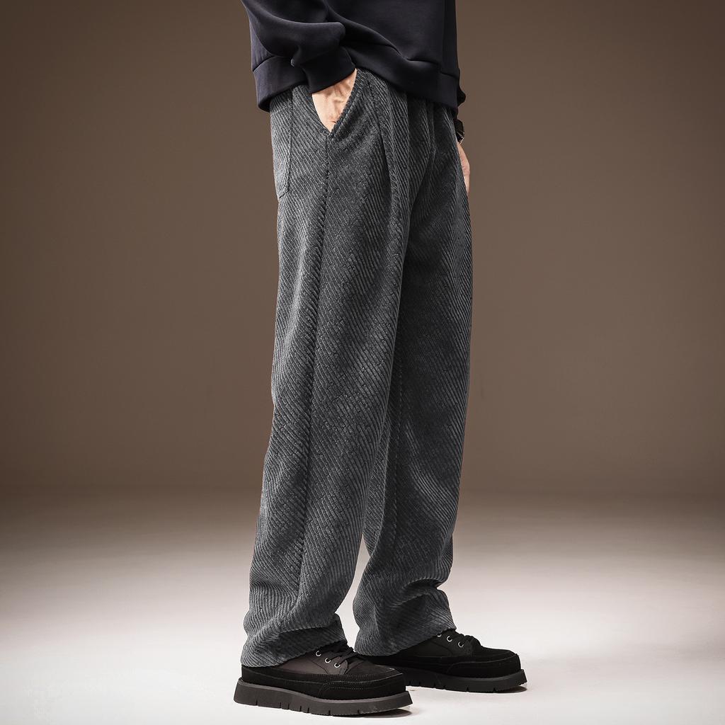 High-end soft waxy chenille twill American heavy casual pants men's autumn straight warm loose wide-leg sweatpants men