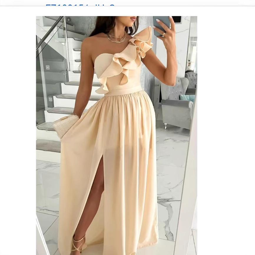 Wunsch-Explosion, ärmellos, Saum mit Rüschen und Schlitz, europäische und amerikanische Damenbekleidung, Kleid Damen