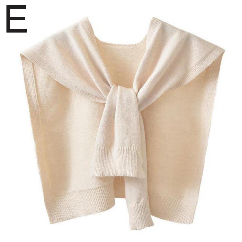 Korean Knitted Shawl Wraps Hijab Air Conditioning Fake Collar Neck Guard Knit Thin Knotted Cape Shoulder Scarf For Women