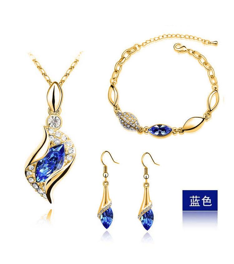 Nouvelle Mode Cristal Collier Bracelet Boucles d'Oreilles Zircon Ensembles pour Femmes Conjuntos De Joyeria