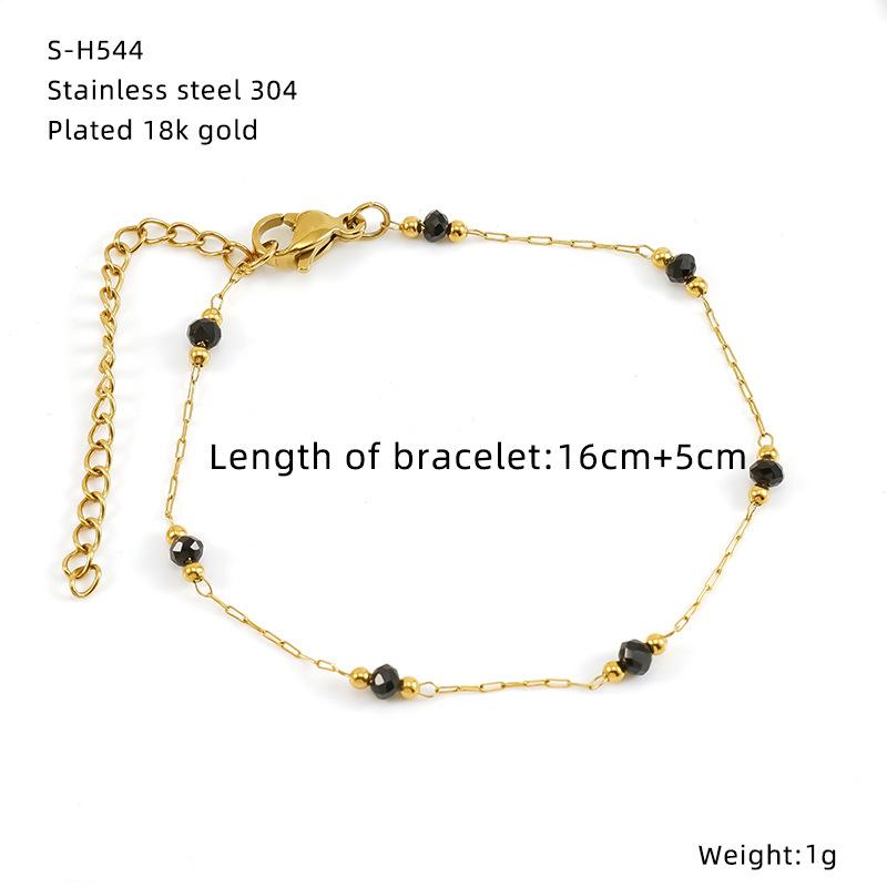 Titanium Steel Glazed Bead Pearl Bracelet, Sweet Crystal Natural Stone Colored Jewelry, High Sense Of Personality