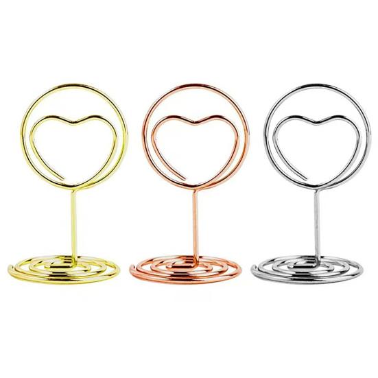 10Pcs Love Heart Table Number Holder Place Card Photo Picture Clip Memo Note Card Stand Wedding Anniversary Birthday Party Centerpieces