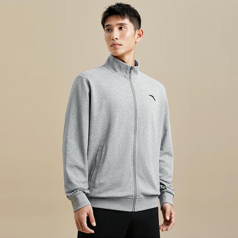 ANTA Unisex Fleece-Lined Stand Collar Knit Sports Jacket