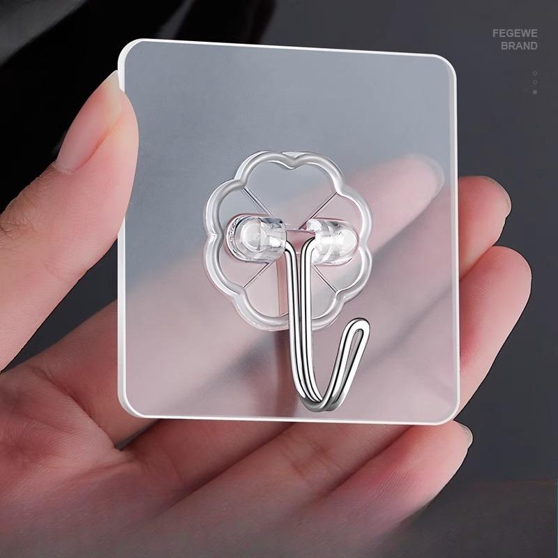 Transparent Hook, Strong Adhesive, Wall-mounted, Load-bearing, Bathroom and Kitchen, Seamless Adhesive Hook, No Need for Drilling, Adhesive Hook