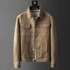 2023 New Autumn and Winter Polo Neck Slim Fit Handsome Casual and Versatile Korean Style Work Wear Deerskin Fleece Jacket