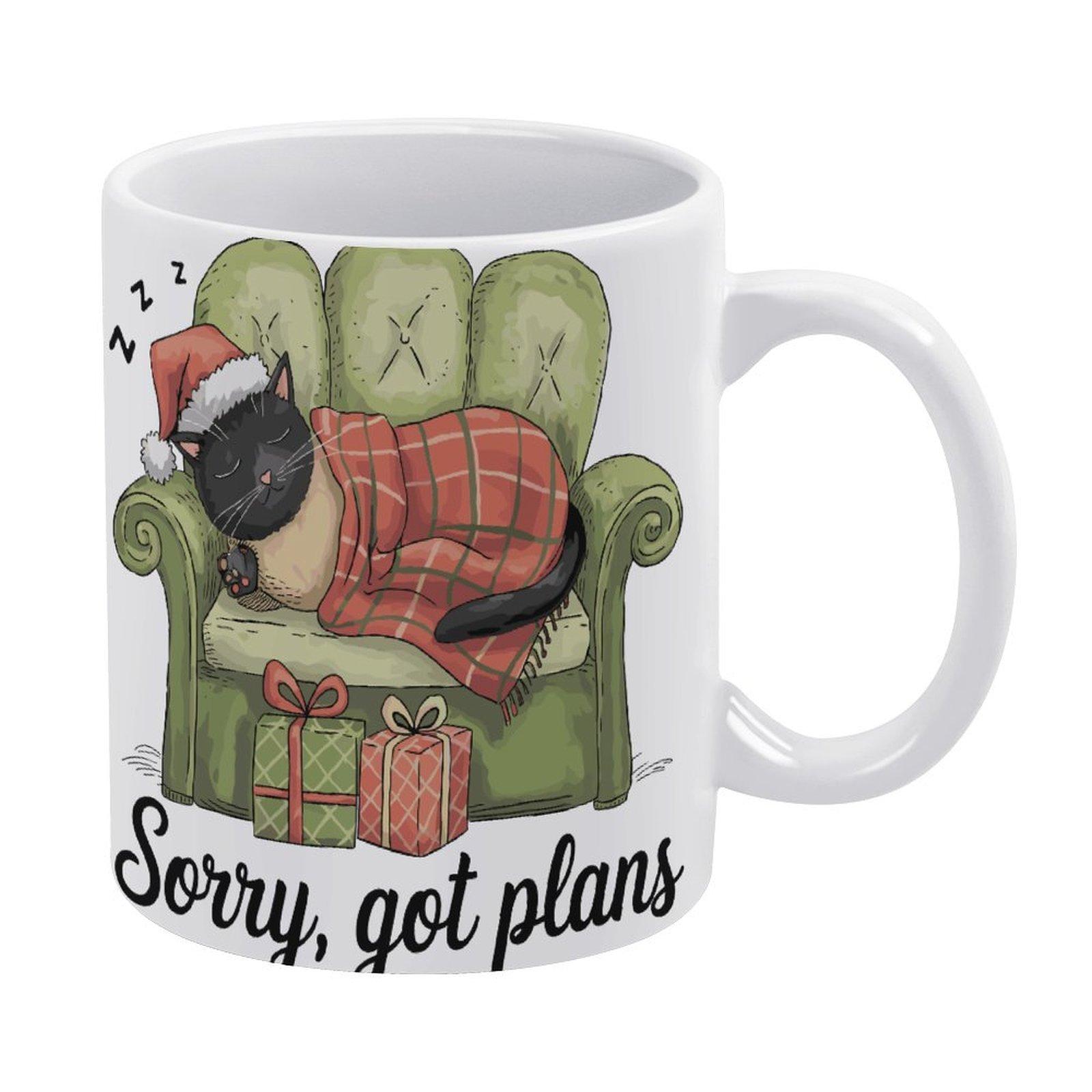 

1pc 11oz blank ceramic coffee mug, double-sided printed cup, sturdy build, smooth shine, perfect for coffee breaks, office desks, kitchens