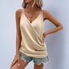 Women's Fashionable Casual V-neck Pleated Satin Camisole
