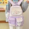 Cute cartoon print contrasting colors large capacity junior high school high school backpack exquisite burden reduction student schoolbag female