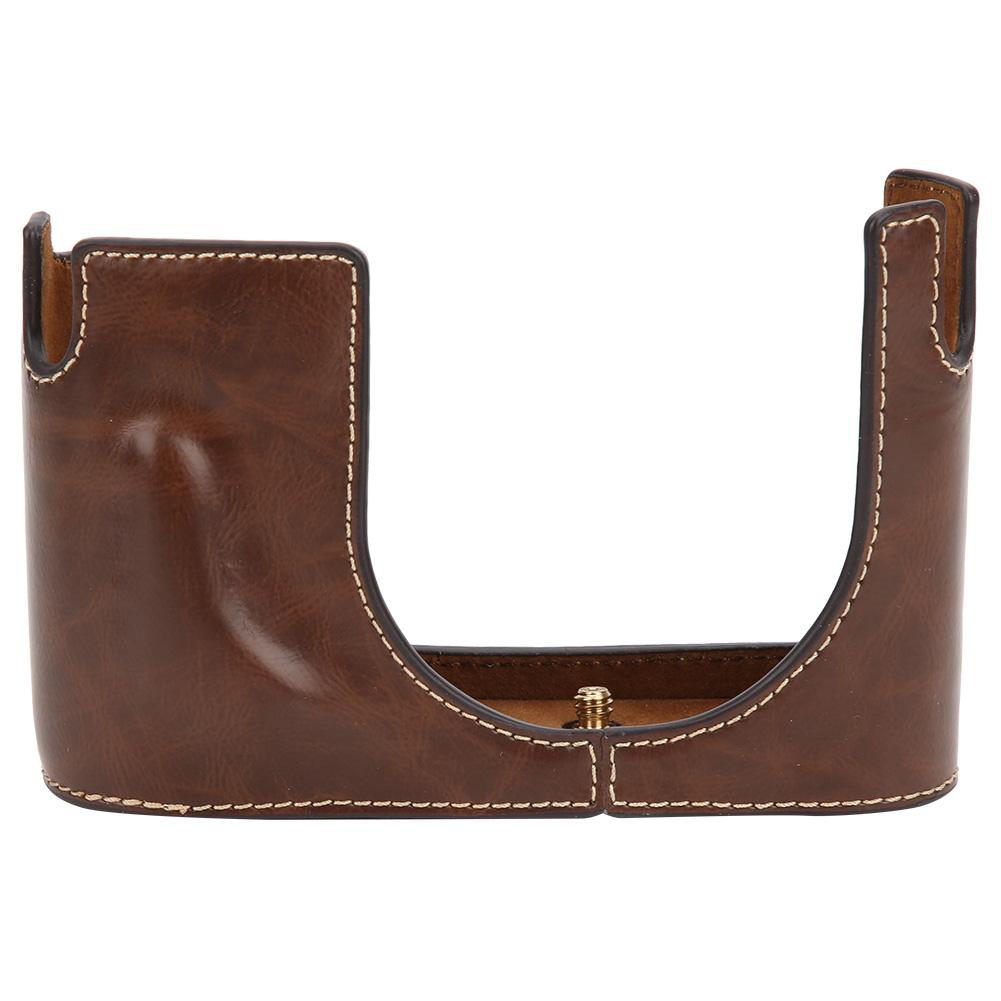 PU Leather Case Protective Half Body Cover Shell for Leica Q Cameracoffee