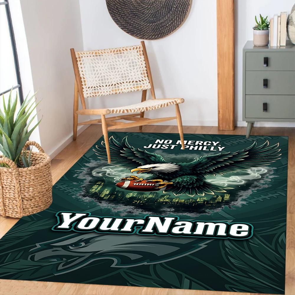 Philadelphia Eagles Customizable Name Floor Mat Design For Hallway Game Room Dormitory Decorate Room Antislip Carpet Decorate Offices Spiritual Gift