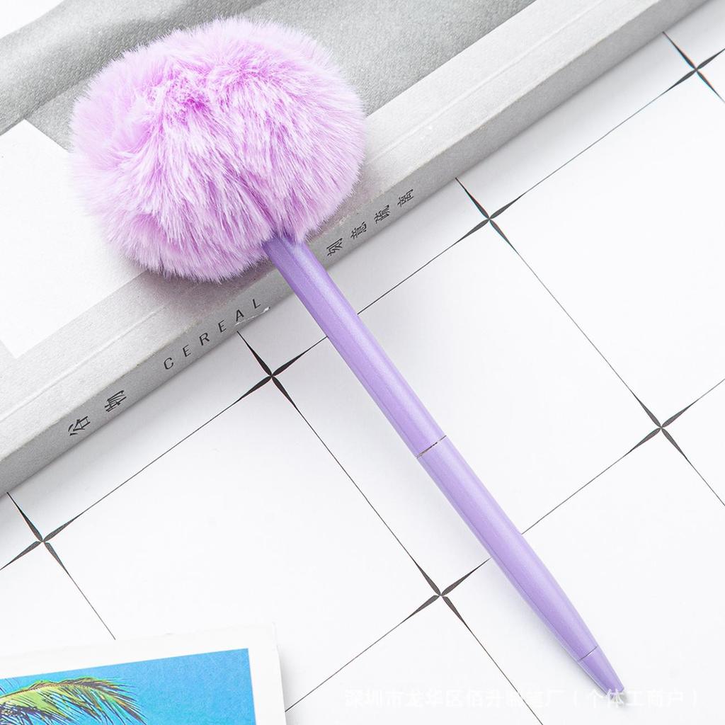 Stylo Bille Pompon Flamant Rose Dessin Animé - Stylo Peluche Mignon et Créatif pour le Bureau