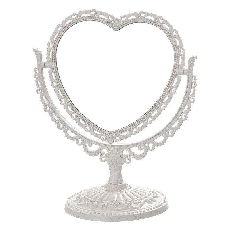 European Style Heart-Shaped Vintage Vanity Mirror – Double-Sided Desktop Makeup Mirror