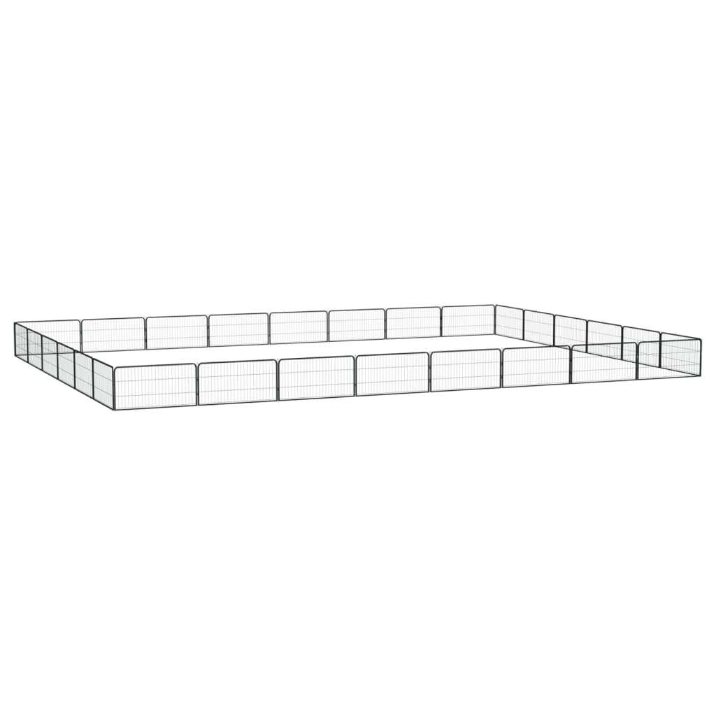 Vidaxl Kojec Dla Psa, 28 Panele, Czarny, 100X50 Cm, Stal