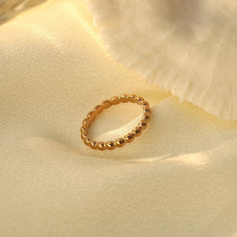 Fashion Commuter Minimalist Style Personality Round Bead Medical 316 Design Ring Niche Versatile Titanium Steel Gold Plated