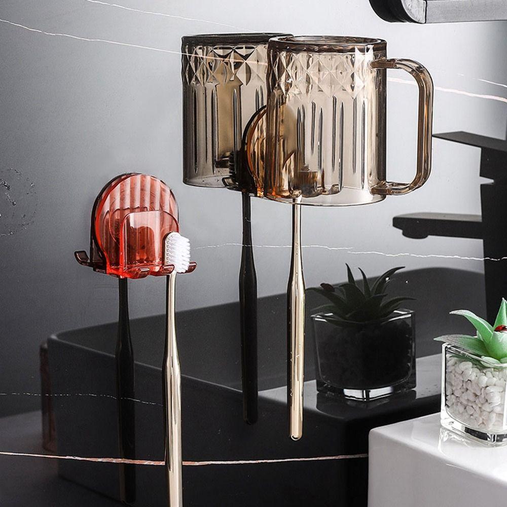 Plastic Toothbrush Holder Wall Mounted Tooth Brush Dispenser Toothbrush Cup Holder  Bathroom