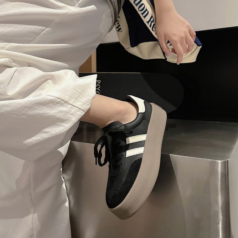 

Искусство старшеклассница~ осень новая платформа кожа повседневная кеды дети 35 чёрный