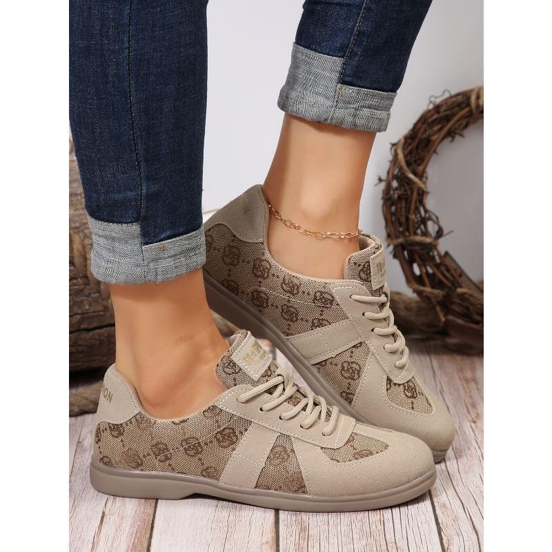 Plus Size Spring New Retro Style Color-Block Flat Shallow Lace-Up Casual Shoes Women's Sneakers