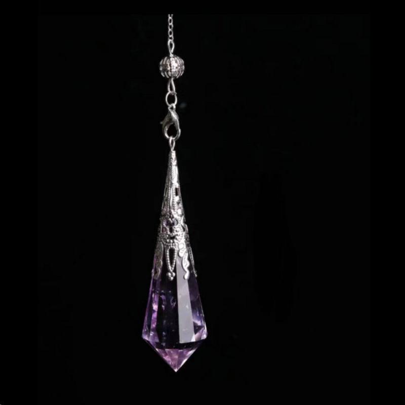 Natural Crystal Pendant with Smoky Quartz, Amethyst, Brown Quartz, Obsidian, Tiger's Eye, and White Crystal