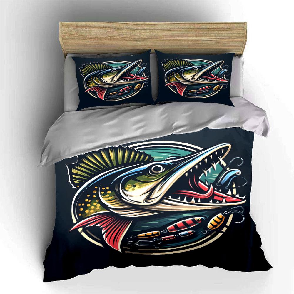 Fishing Lure Set For Anglers Multiple Sizes Kid'S And Adults' Bedroom Exquisite 3Pc Bedding Set, Gift